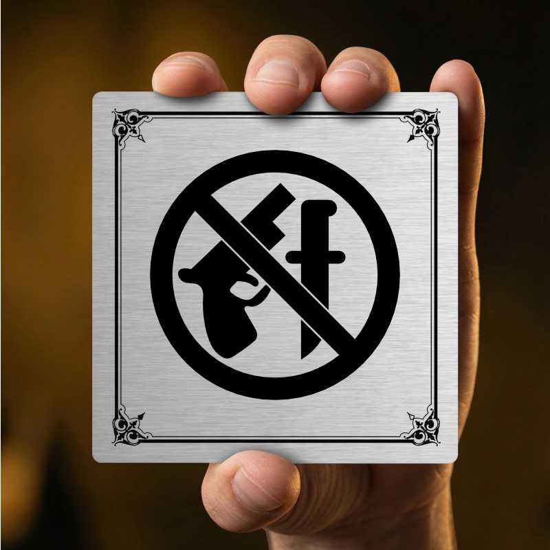 Zákaz vstupu se zbraní, 118x118mm, zlatá, Utah